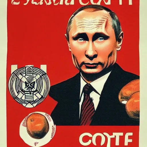 Image similar to vladimir putin but he is a potato as soviet union communist propaganda poster