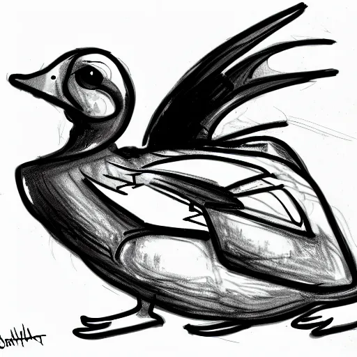 Image similar to cyberpunk duck sketch