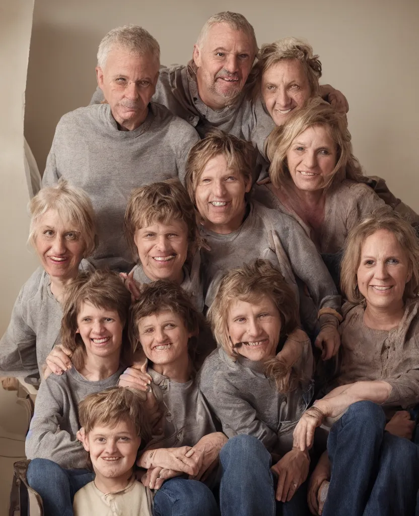 Prompt: photo of an ugly family, realistic, 8 k