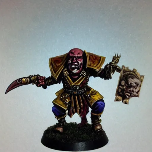 Prompt: chaos dwarf smith in the style of warhammer fantasy : : head and torso oil painting