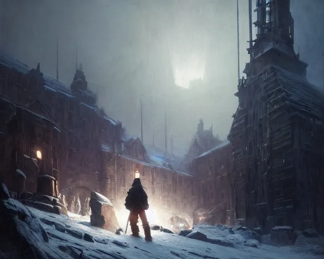 Image similar to frostpunk president of poland opens a dark portal. fantasy art by greg rutkowski, gustave courbet, rosa bonheur, edward hopper. faithfully depicted architecture, realistic, sharp focus, global illumination, radiant light, detailed and intricate environment, trending on artstation