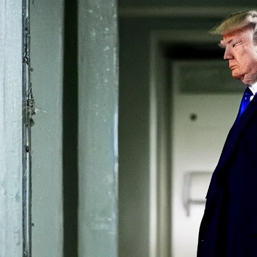 Image similar to donald trump in prison break cinematic