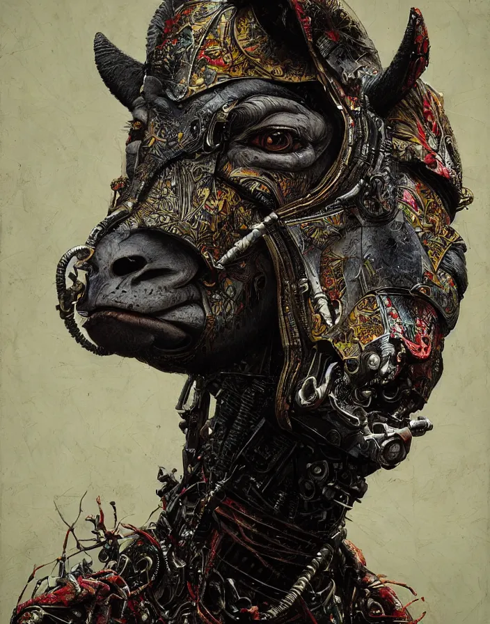 Prompt: art portrait A donkey and a bug hybrid, intricate detailed armour ,8k,by tristan eaton,Stanley Artgermm,Tom Bagshaw,Greg Rutkowski,Carne Griffiths, Ayami Kojima, Beksinski, Giger,trending on DeviantArt,face enhance,hyper detailed,minimalist,cybernetic, android, blade runner,full of colour,