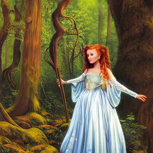 Image similar to detailed painting of a princess in the woods by Michael Whelan,