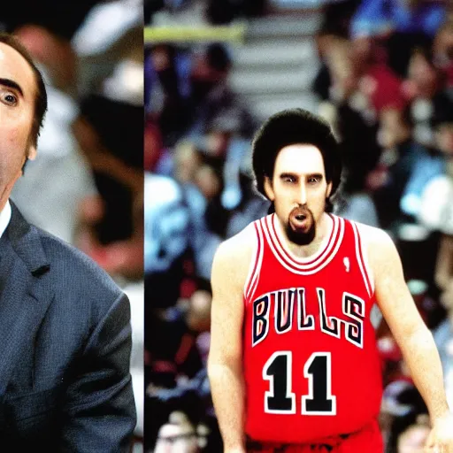 Image similar to Nicolas Cage as a member of the Chicago Bulls