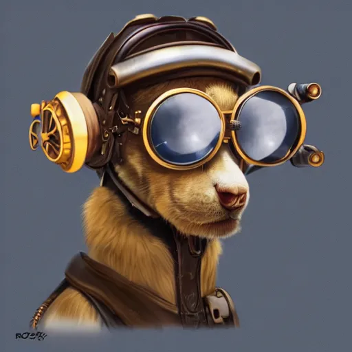 Image similar to a profile picture of an animal with steampunk googles, by ROSS tran, 4k
