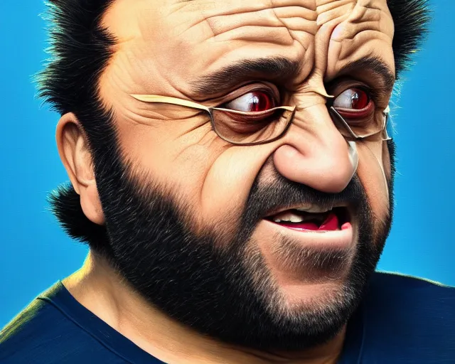 Image similar to danny devito as wolverine, claws up, oil on canvas portrait, octane render, trending on artstation