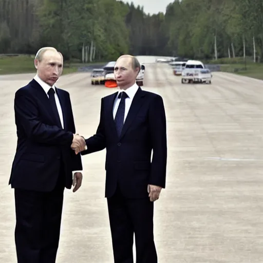 Image similar to putin teams up with a mysterious teenage putin