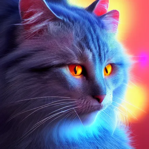 Image similar to Photorealistic magic crystalline cat. Hyperdetailed photorealism, 108 megapixels, amazing depth, glowing rich colors, powerful imagery, psychedelic Overtones, 3D finalrender, 3d shading, cinematic lighting, artstation concept art