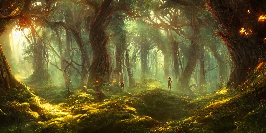 Elven Fantasy Forest - XayaM - Digital Art, Landscapes & Nature, Forests,  Boreal & Temperate - ArtPal