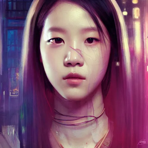 Image similar to jisoo of blackpink, hyperrealistic portrait, bladerunner street, art of elysium by jeremy mann and alphonse mucha, fantasy art, photo realistic, dynamic lighting, artstation, poster, volumetric lighting, very detailed face, 8 k, award winning