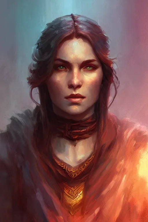 Image similar to the elder scrolls vi, charismatic rugged female nord warrior portrait, illustration, highly saturated colors, rim light, top light, perfectly shaded, soft painting, art by charlie bowater