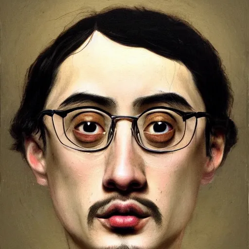 Image similar to A 17th century Baroque Painting of Filthy Frank, grainy, realistic, hyperrealistic, very realistic, very very realistic, highly detailed, very detailed, extremely detailed, detailed, digital art, trending on artstation, detailed face, very detailed face, very detailed face, realism, HD Quality, 8k resolution, intricate details, body and head in frame, painting, oil painting, trending on deviantart, Baroque Painting