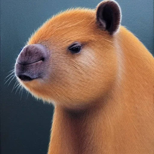 Image similar to capybara wearing a suit, portrait, painting, high quality art