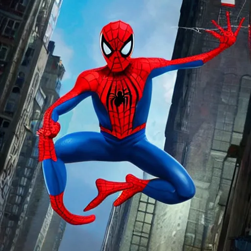 Prompt: pinnochio as spider man hyperrealistic in the style of spiderman into the universe