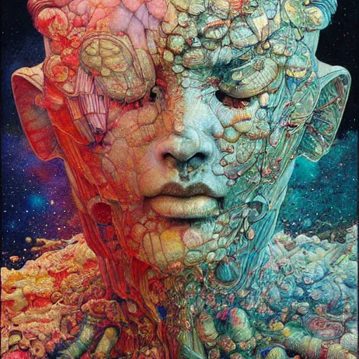 Image similar to UHD hyperrealistic photorealisitc, detailed cosmic Angelic robot, by Mark Brooks, tonalism, rich deep colors. Beksinski painting, art by Adrian Ghenie and Gerhard Richter. art by Takato Yamamoto. masterpiece