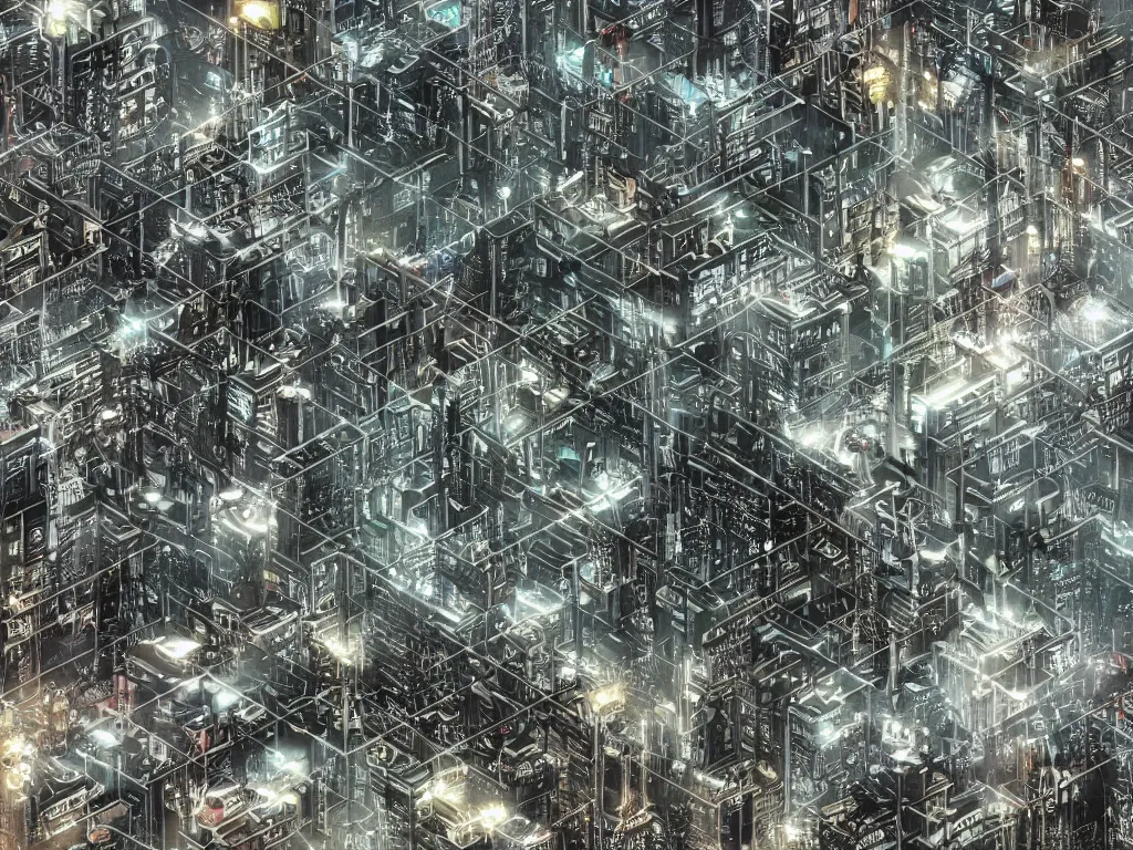 Image similar to Cybernetix, dystopian city, underground, UHD, uhd, highly detailled