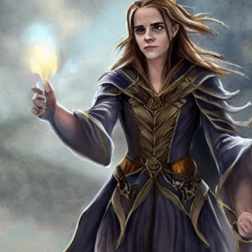 Image similar to emma watson as a dungeons and dragons wizard