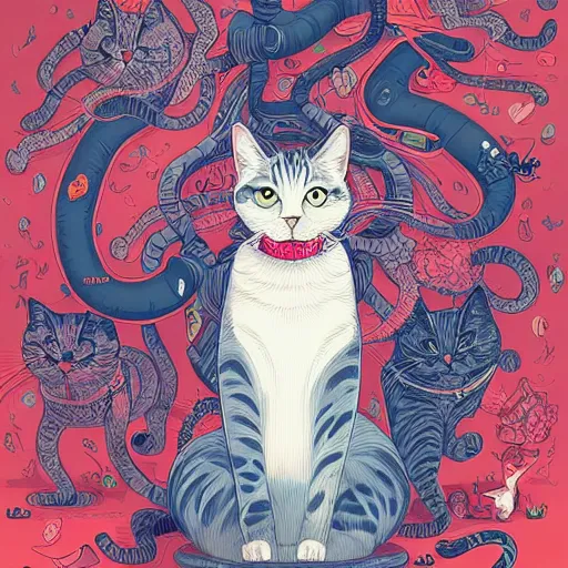 Image similar to crazy cat lady, extremely detailed, sharp focus, wide view, full body shot, smooth, digital illustration, by james jean, by rossdraws, frank franzzeta, sakimichan