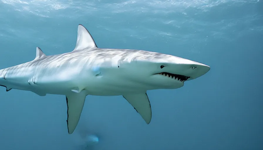 Prompt: james cameron movie about a white pointer shark