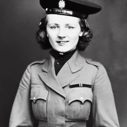 Image similar to portrait of a female german officer in 1 9 4 2