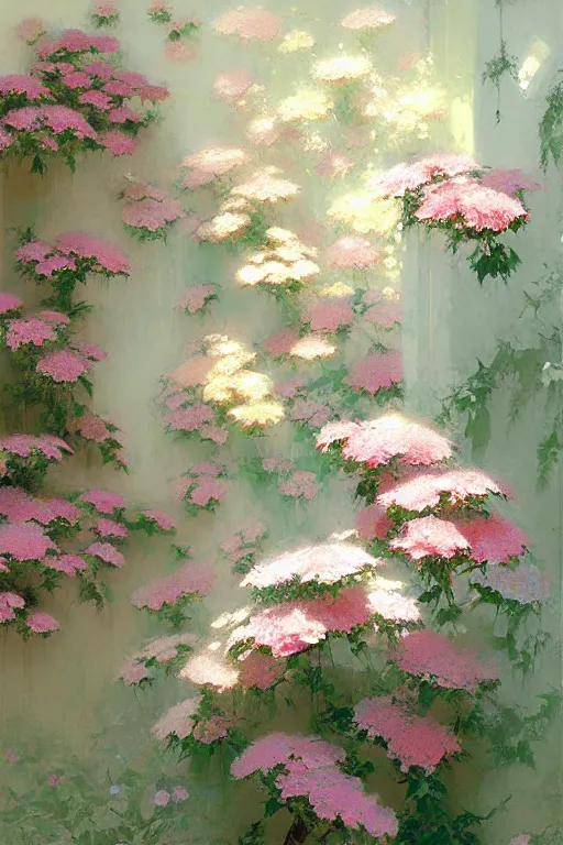 Prompt: Chinoiserie floral wall by Craig Mullins, miHoYo