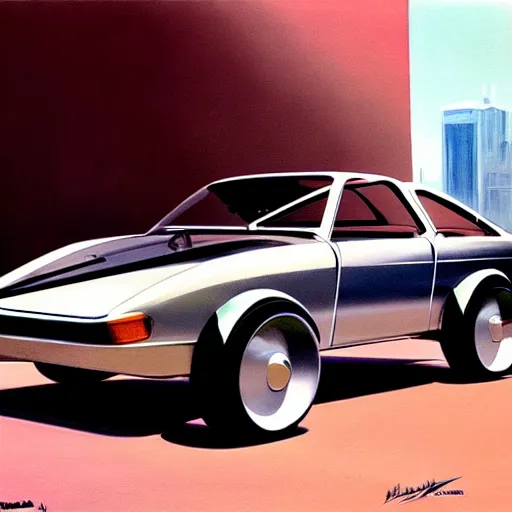 Prompt: concept art for a unicycle car, painted by syd mead, high quality