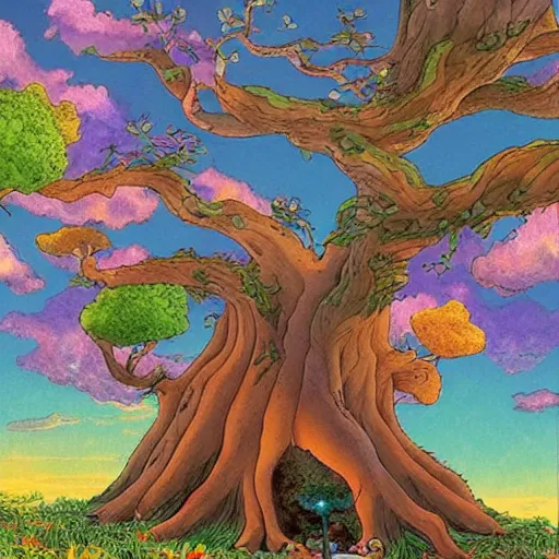Image similar to the faraway tree ghibli colorful