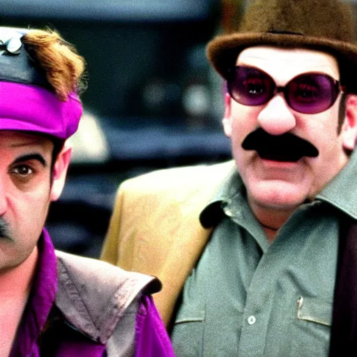 Prompt: Wario and Waluigi in The Sopranos, film still