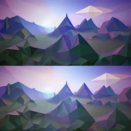 Prompt: low poly landscape of magical world, digital render