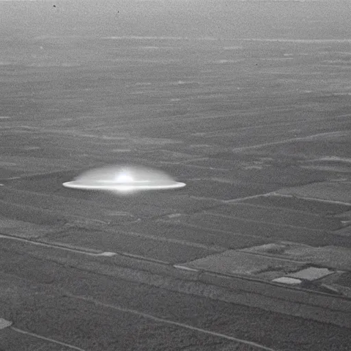 Prompt: a 1 9 9 0 photograph of a diamond shaped ufo over a field, grainy, photo realistic