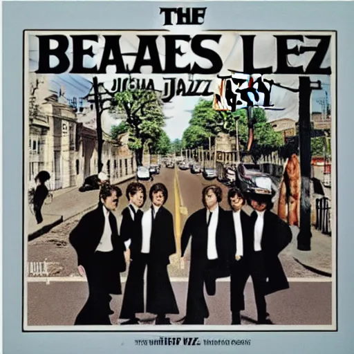 Prompt: the beatles jazz album cover, album cover