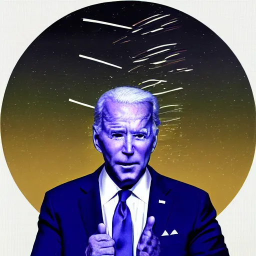 Image similar to dark joe biden standing in front of the collapse of the universe, painting