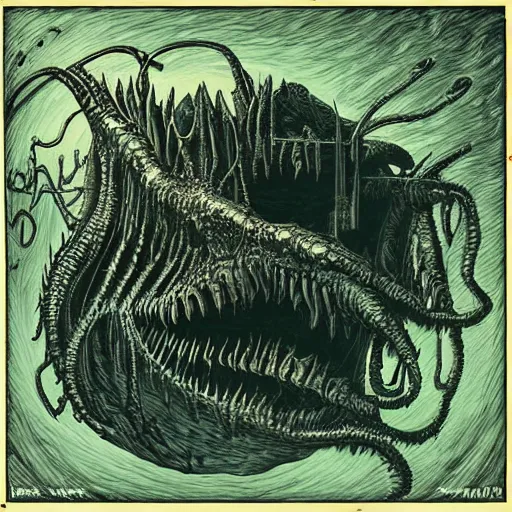 Image similar to “ tim vigil ” “ bernie wrightson ” diablo canyon aquatic horror shape 1 0 2 4 x 1 0 2 4