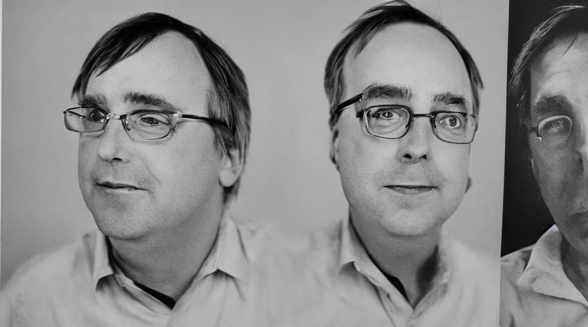 Image similar to portrait of Linus Torvalds taked by Richard Avedon