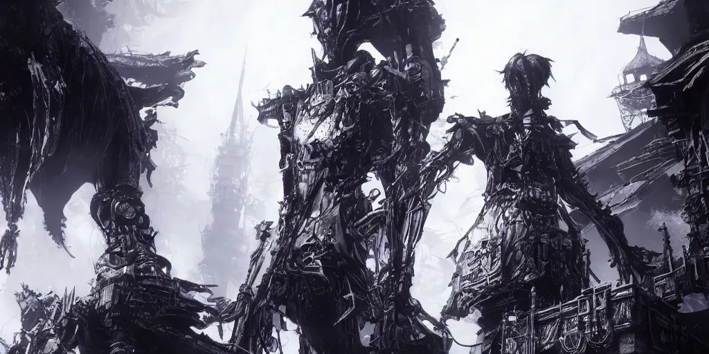 Image similar to grimdark tsutomu nihei blame biomega gothic architecture, unreal engine, 8 k, ultra realistic, ultra detail