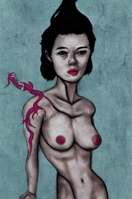 Image similar to The born of the dragon girl by David Lynch