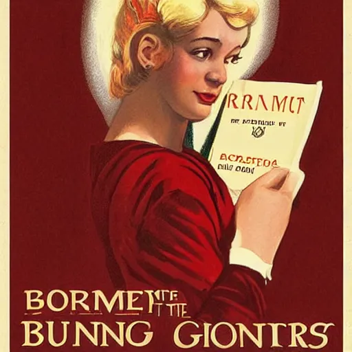 Prompt: portrait of a charming blonde young lady holding the communist manifesto in her hand, by james gurney, vintage poster style