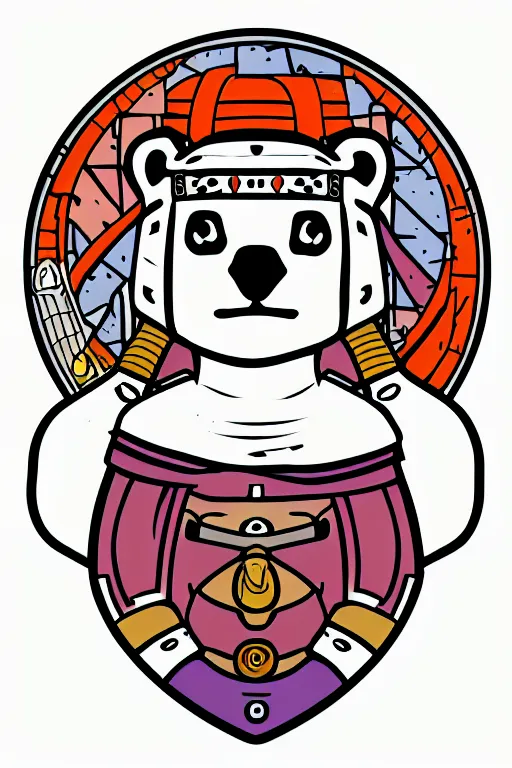 Image similar to Portrait of a polar bear as a samurai, knight, medieval, sticker, colorful, illustration, highly detailed, simple, smooth and clean vector curves, no jagged lines, vector art, smooth