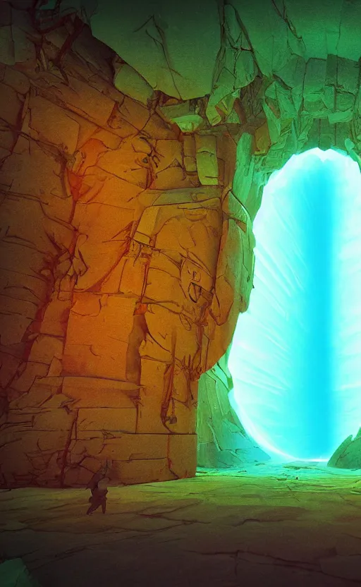 Image similar to the portal inside the portal inside the portal inside the portal in the style of Roger Dean and beeple, 35mm, photo realistic, epic, cinematic