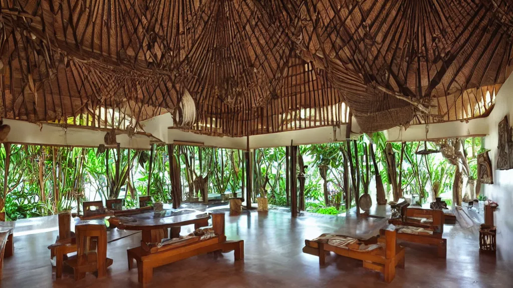 Image similar to bali interior indoor architecture, trending, famous, popular