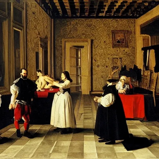 Image similar to royal family during an argument, diego velazquez, very detailed, cinematic, dynamic light