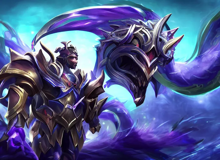 Prompt: champion splashart of champion made out of phantom