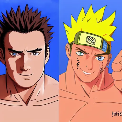 Prompt: highly detailed concept art of Billy Herrington from gachimuchi in the style of Naruto