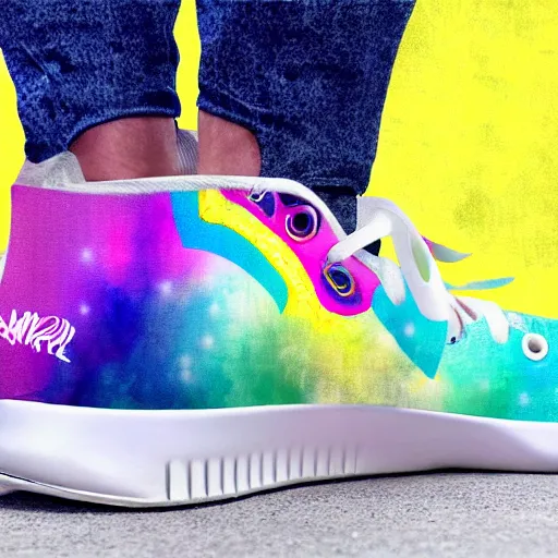 Image similar to Unicorn sneakers designed by Tinker Hatfield, digital art