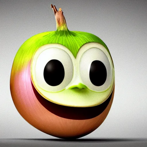 Image similar to onion. very sad. face. sad eyes. sad lips. crying. big wet tears. cartoon, 3 d render