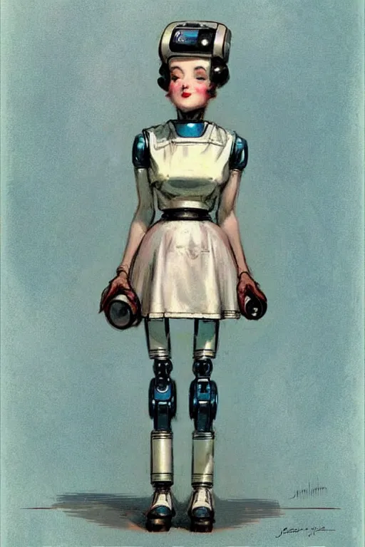 Image similar to ( ( ( ( ( 1 9 5 0 s retro future robot android maid. muted colors. ) ) ) ) ) by jean - baptiste monge!!!!!!!!!!!!!!!!!!!!!!!!!!!!!!