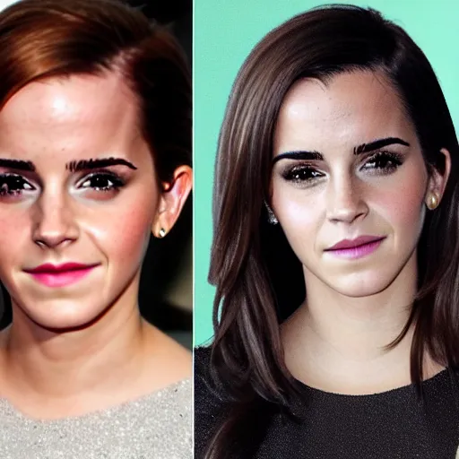 Image similar to emma watson mixed with kim kardashian, single full - figure profile