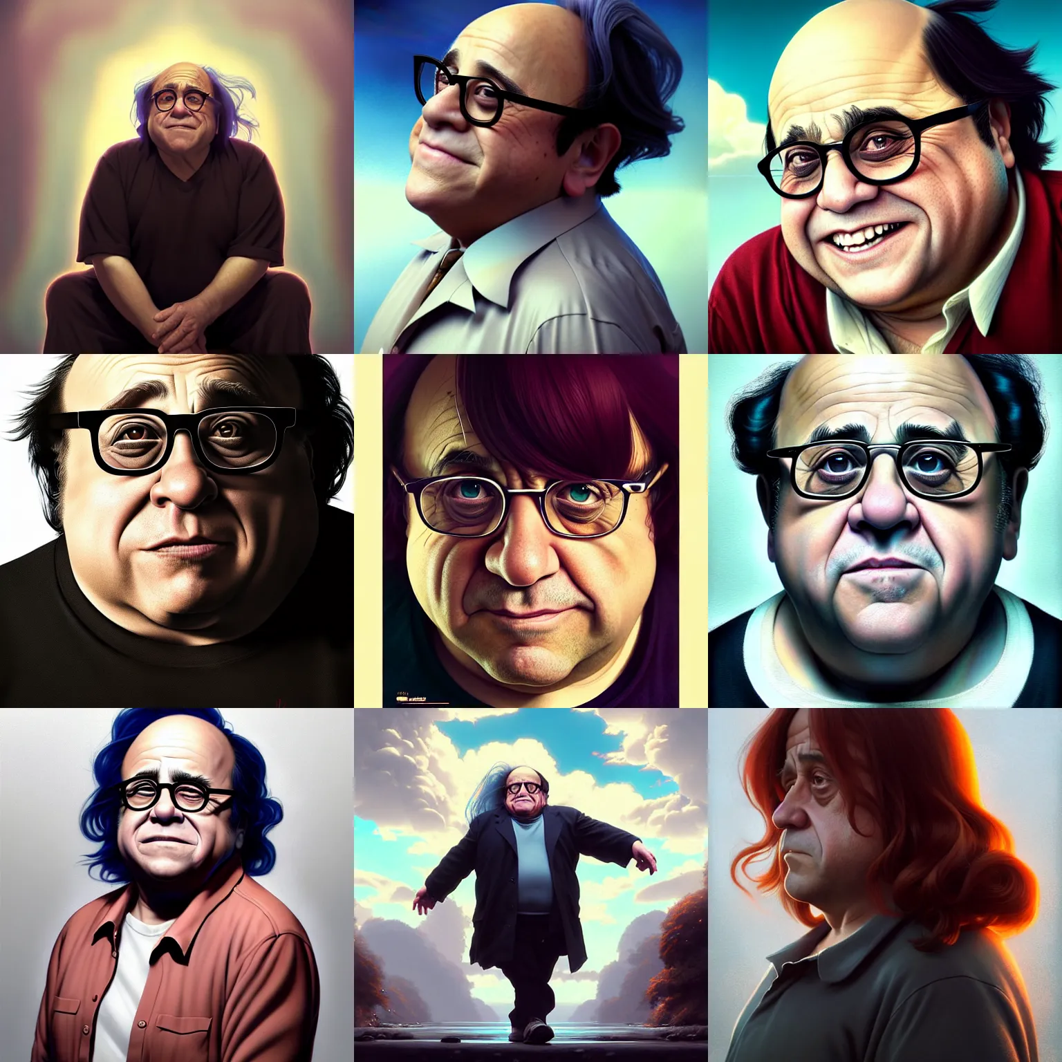 Prompt: danny devito, by tom bagshaw and ilya kuvshinov, rtx rendering, absurdly long white hair, hair down to floor, octane render 1 2 8 k, maya, extreme high intricate details by wlop, digital anime art by ross tran, medium shot, composition by sana takeda, dramatic lighting by greg rutkowski
