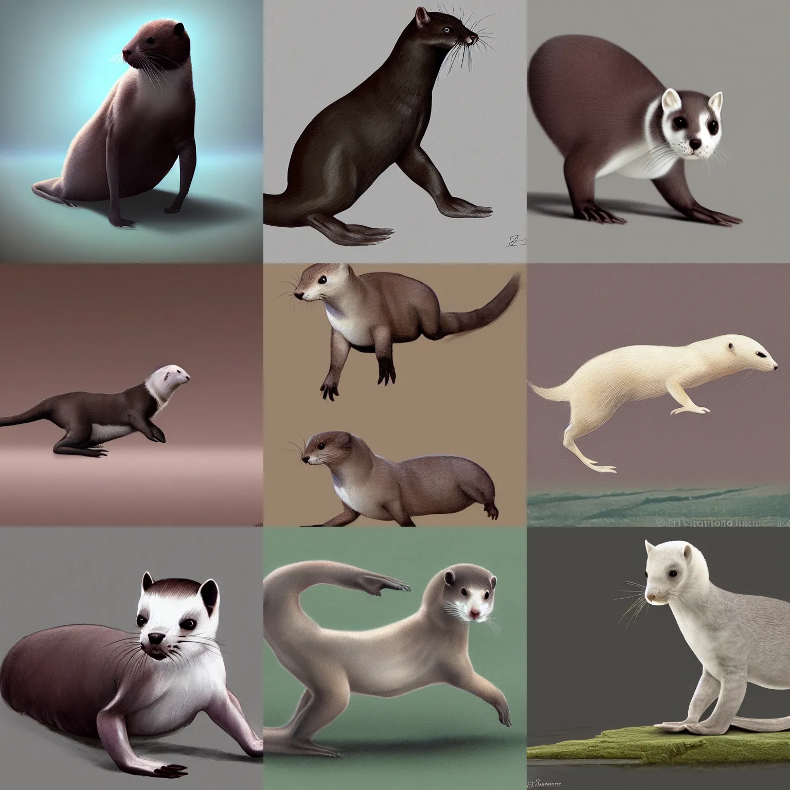 Prompt: bipedal ablino seal cat otter stoat hybrid, speculative biology, photograph, deviantart, photorealistic,